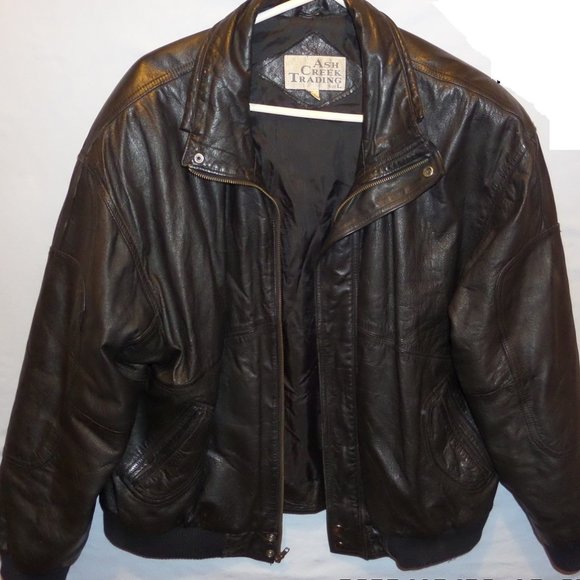 Men's Ash Creek Trading Black Leather Jacket - Picture 1 of 3